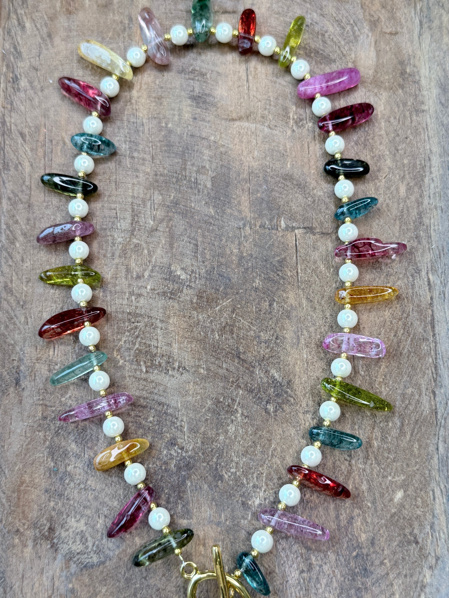 Boho Candy and Pearls Neckalce