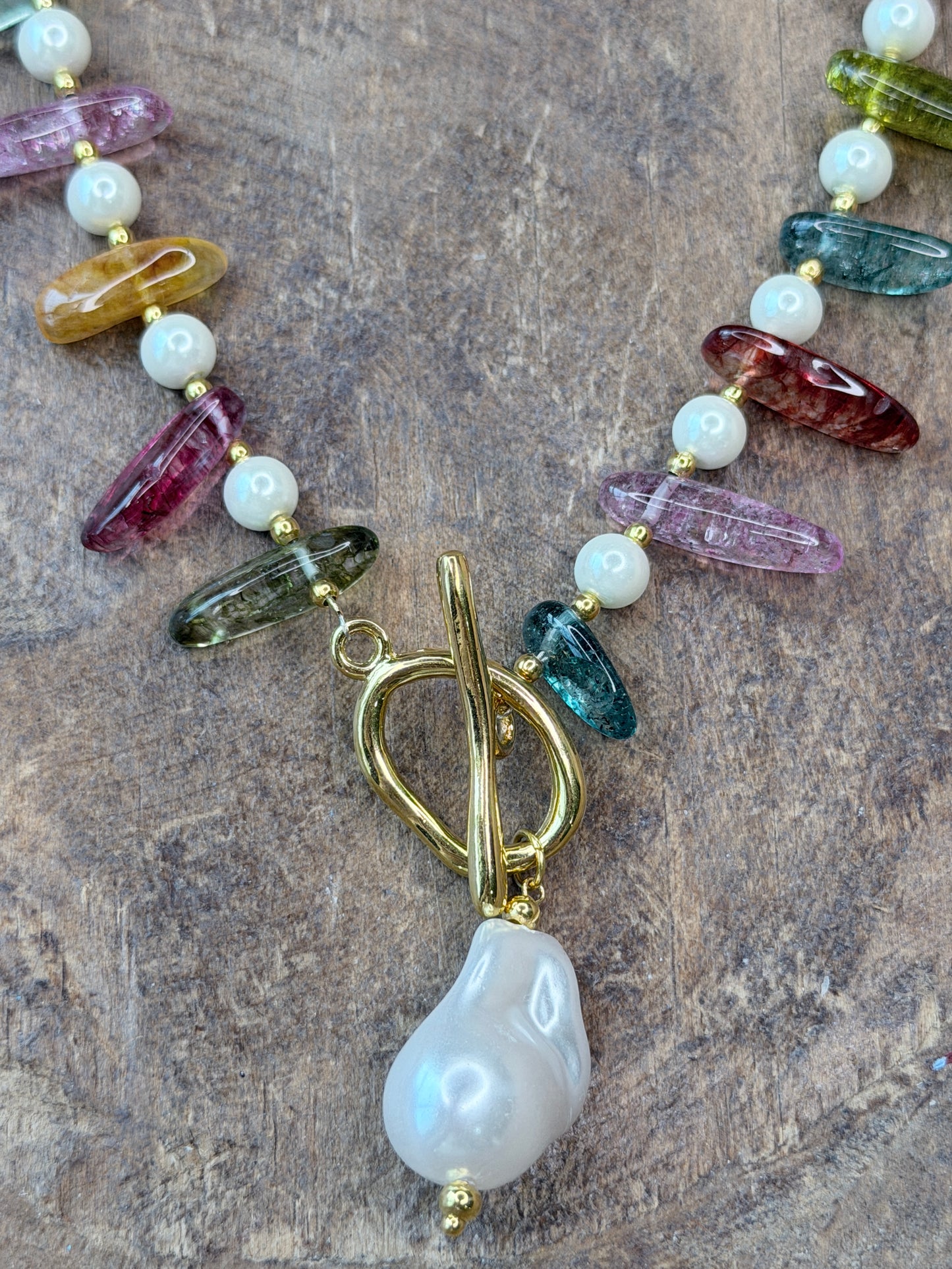 Boho Candy and Pearls Neckalce