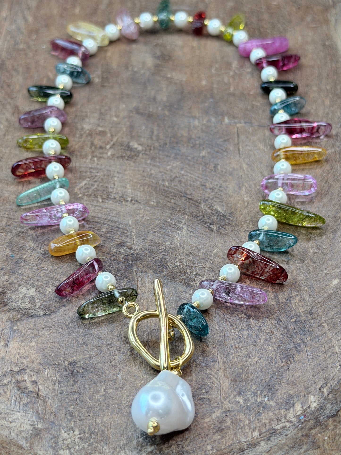 Boho Candy and Pearls Neckalce