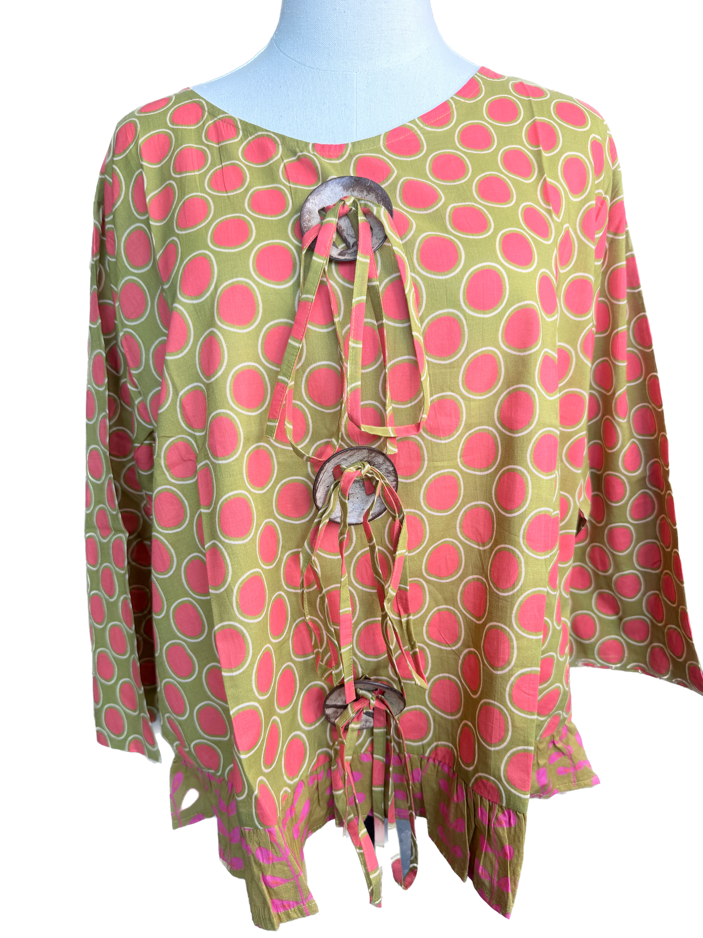 I Love Linen- Polka Dot Party Top (Fuchsia) *Final Sale*