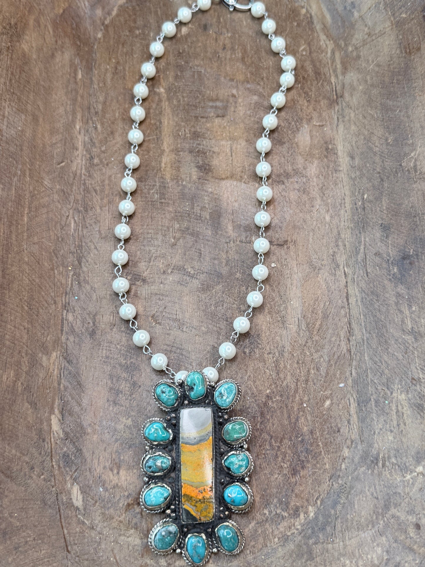 Tibetan Silver Turquoise and Bumble Bee Jasper Necklace