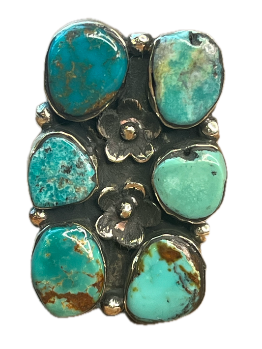Anna Tibetan Silver Cluster Turquoise Ring