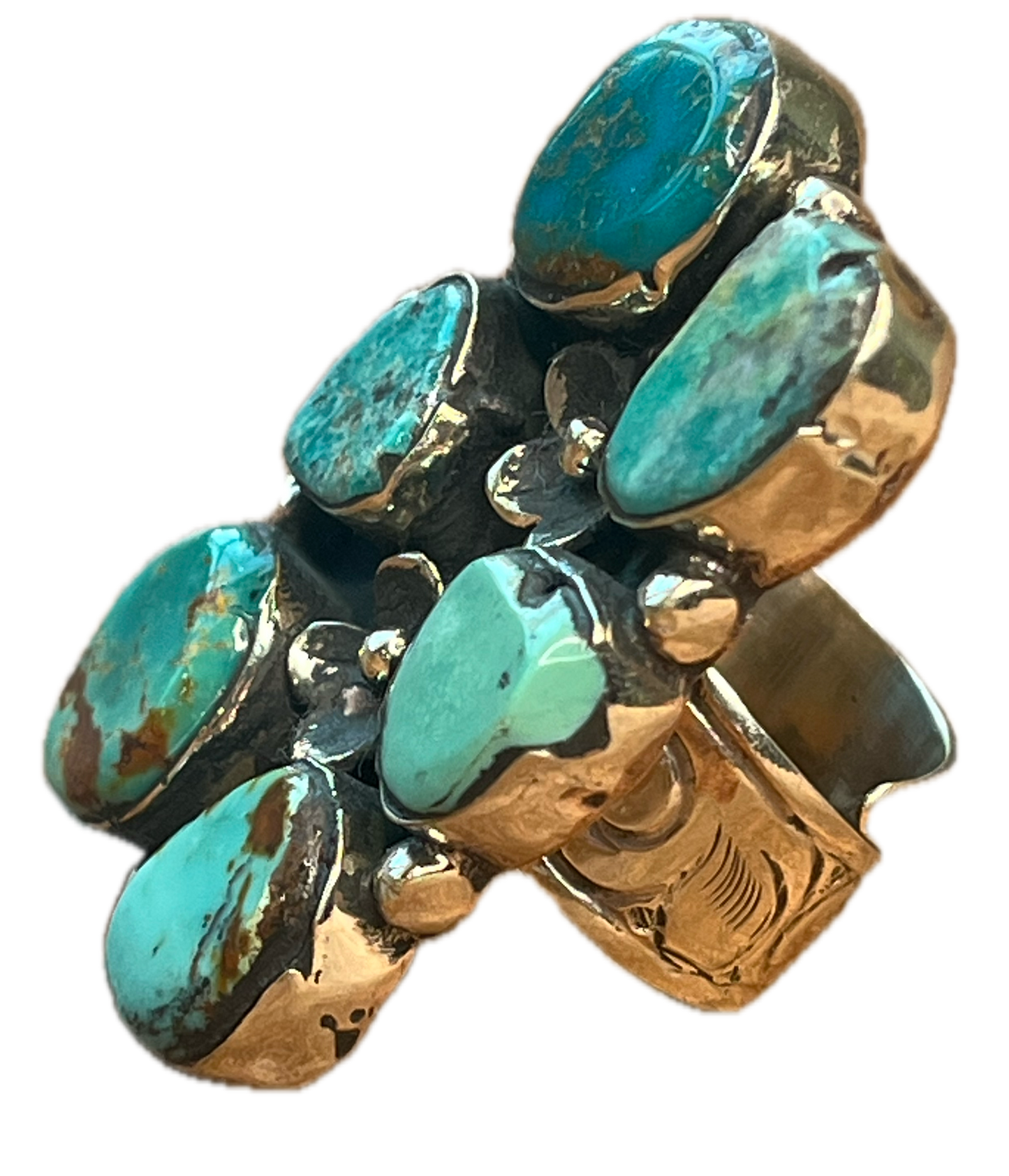 Anna Tibetan Silver Cluster Turquoise Ring