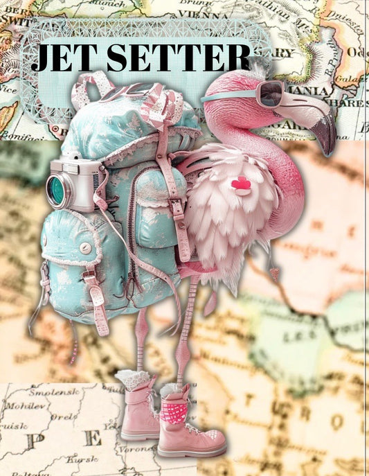 Jet Setter Flamingo T-Shirt (Bling)  - Indigo Blue *Final Sale*