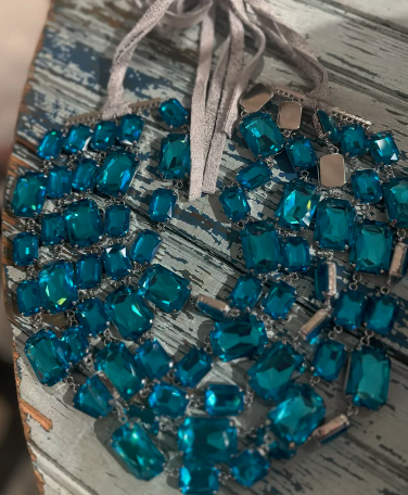 A RARE BIRD - Brilliant Blue 5-Layer Rhinestone Necklace
