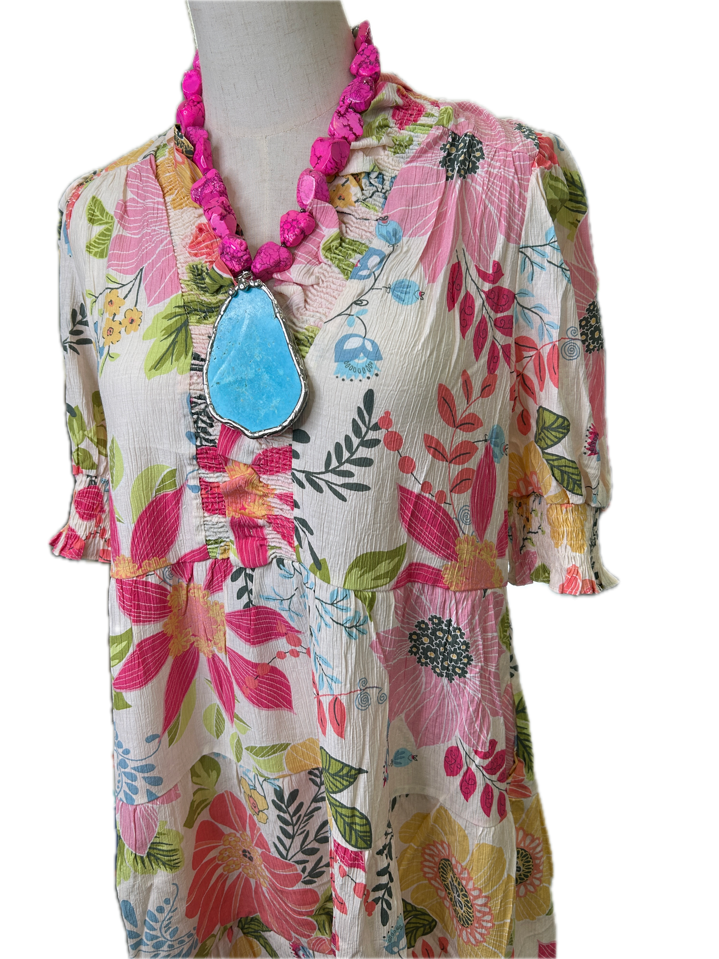 Easel- Peach Blossom Dress (Natural) *Final Sale*