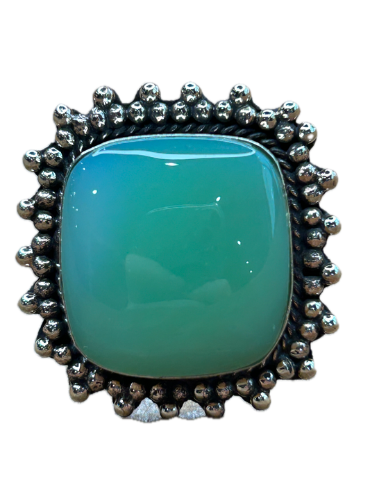German Silver Chrysoprase Ring