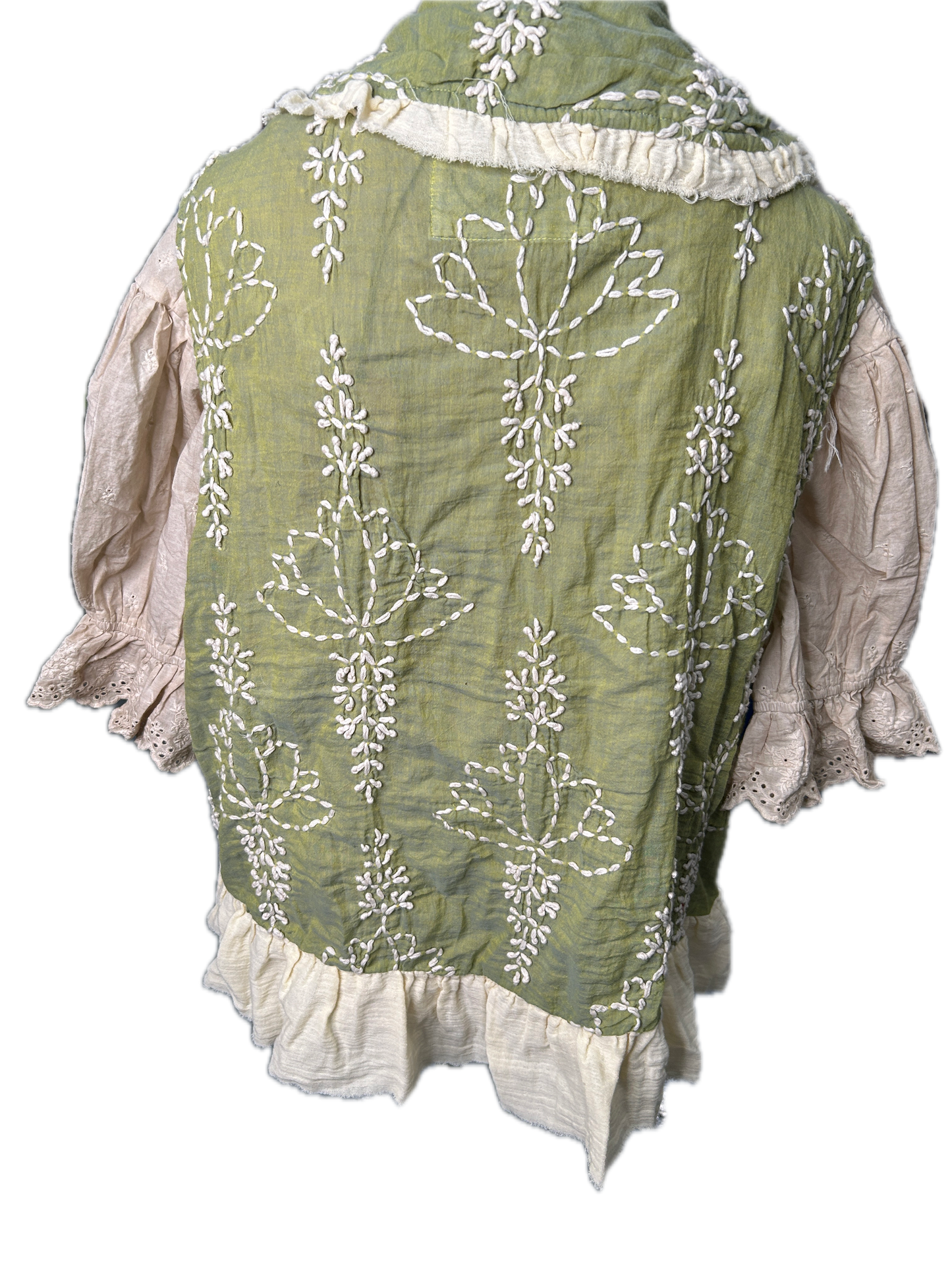 A Rare Bird- Embroidered Ruffle Vest (Green)