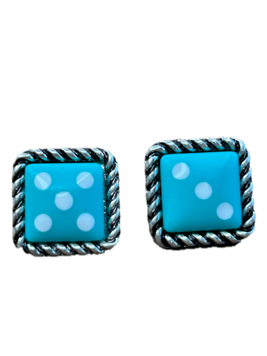Blue Dice Earrings