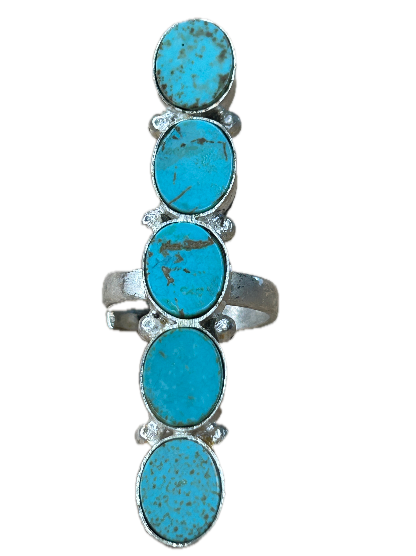 German Silver Turquoise 5 Stone Ring