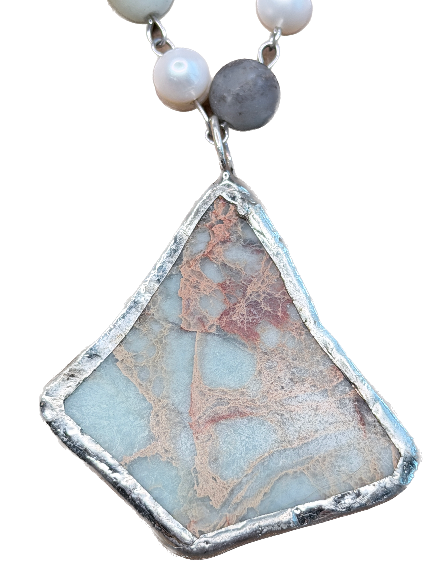 Soldered Aqua Terra Jasper Slab Necklace D