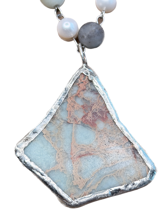 Soldered Aqua Terra Jasper Slab Necklace D
