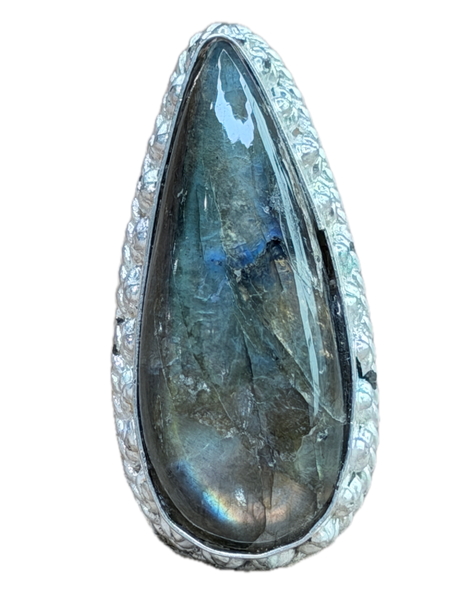 Clair German Silver Labradorite Teardrop Ring