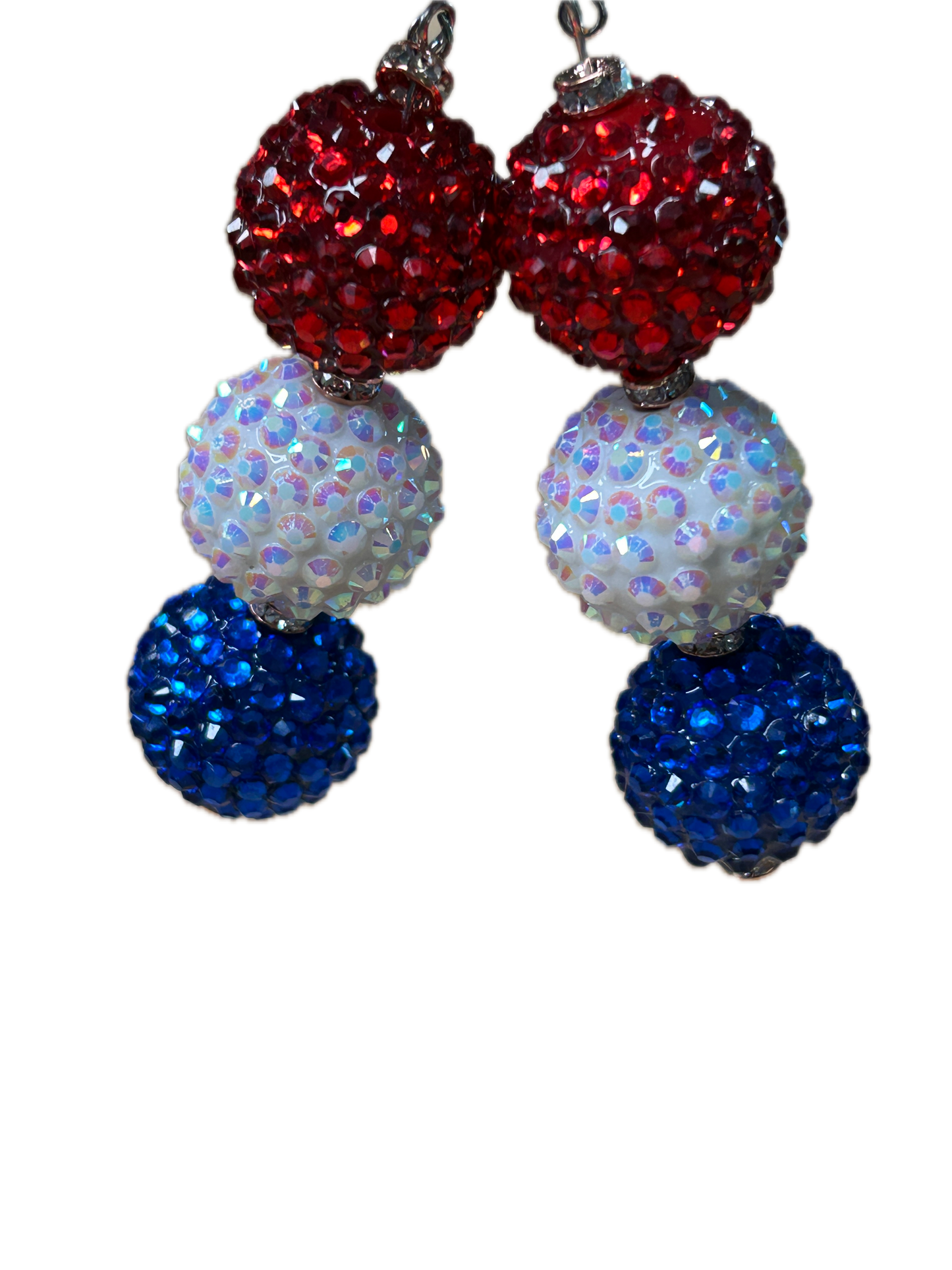 Red, White and Blue Earrings (Large Bubble Gum Beads)