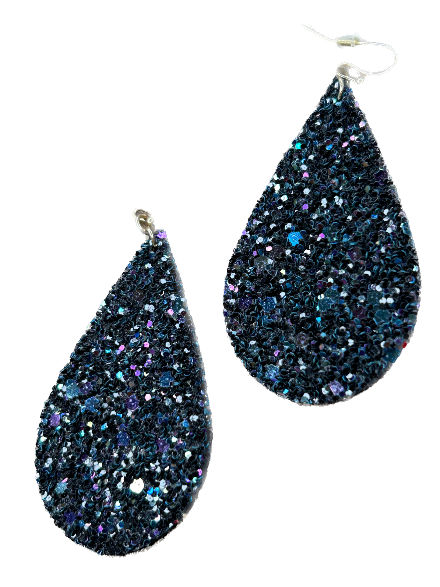 ERR Original - Sparkly Black and Blue Teardrop Earrings