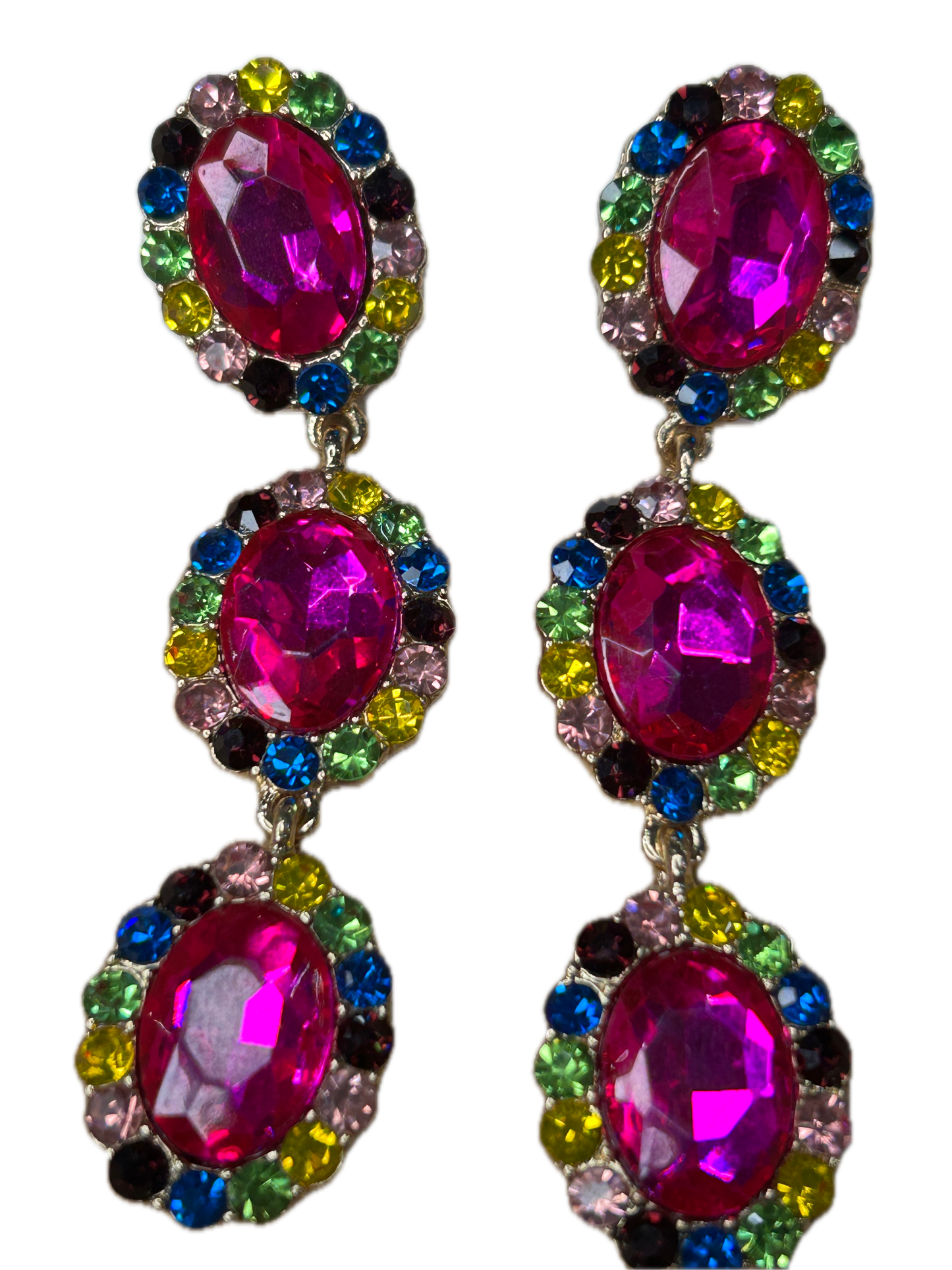 (Fuchsia/Multi-Color Ovals) Sparkle Earring