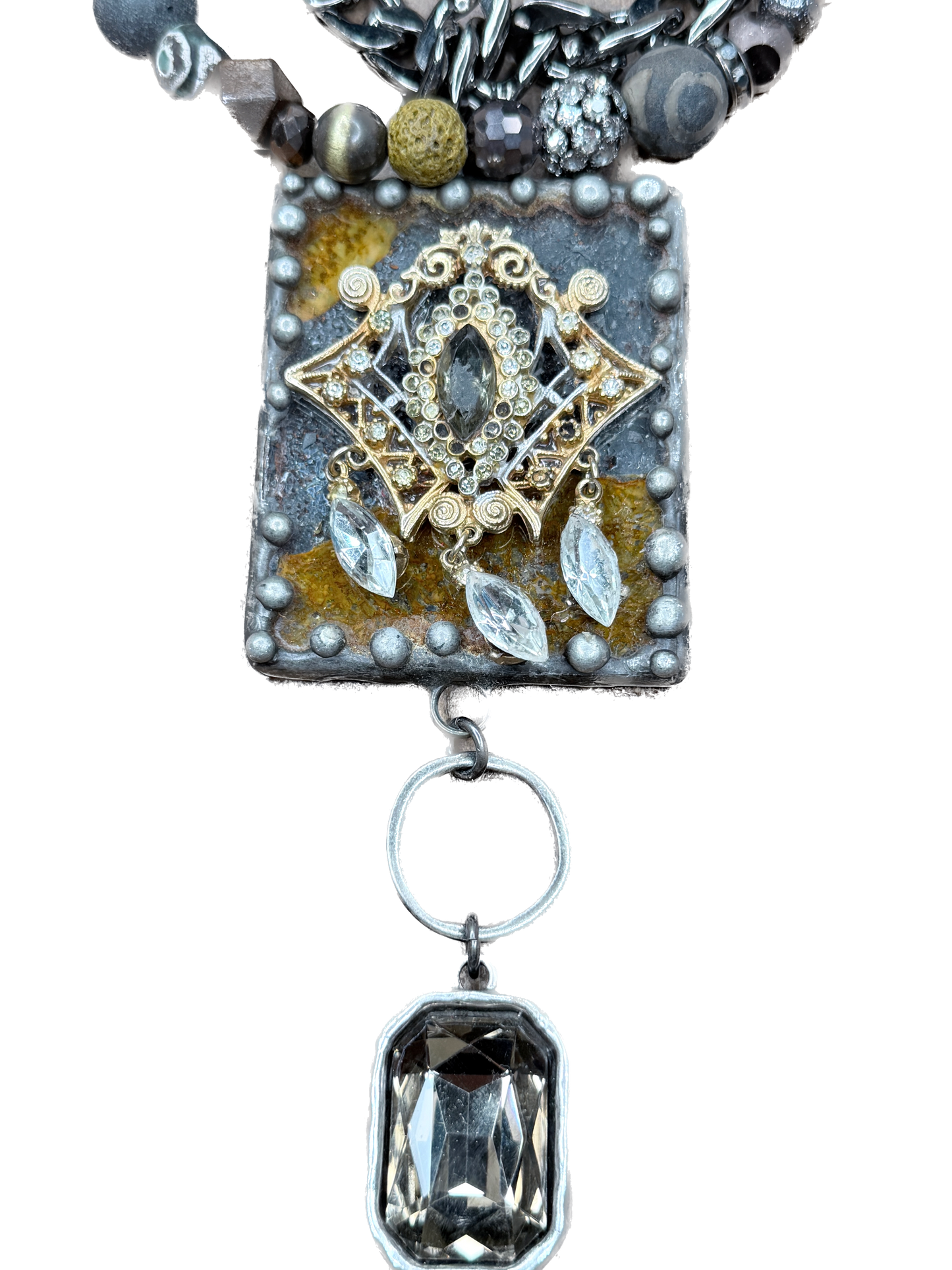 Art by Amy- Soldered Gothic Stone Rhinestone Necklace