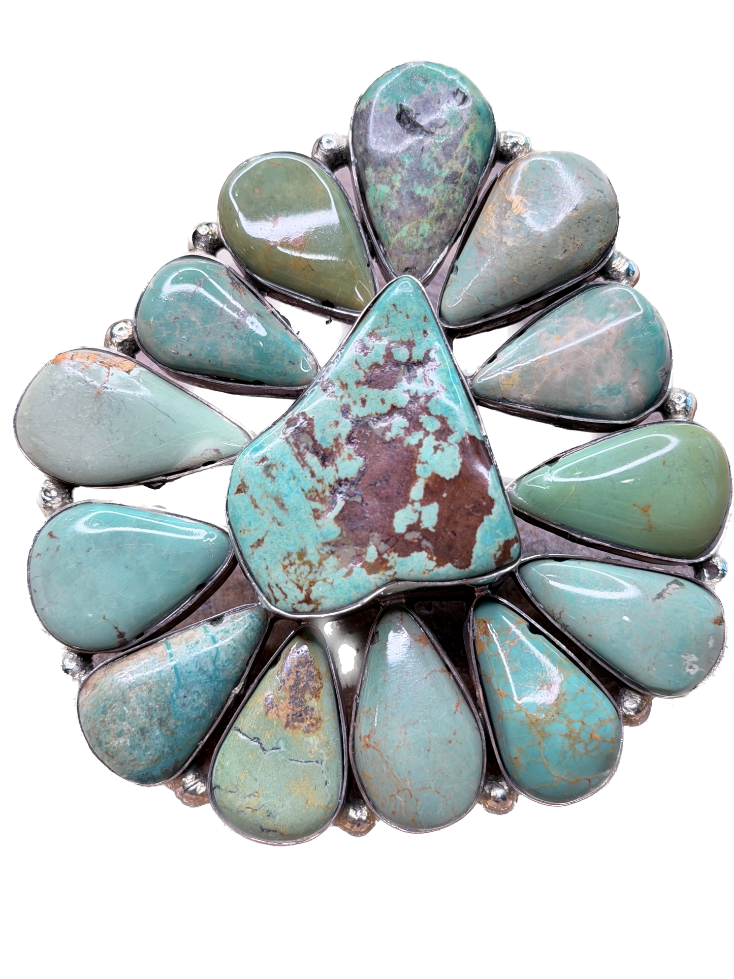 Large German Silver Kingman Turquoise Ring (D)