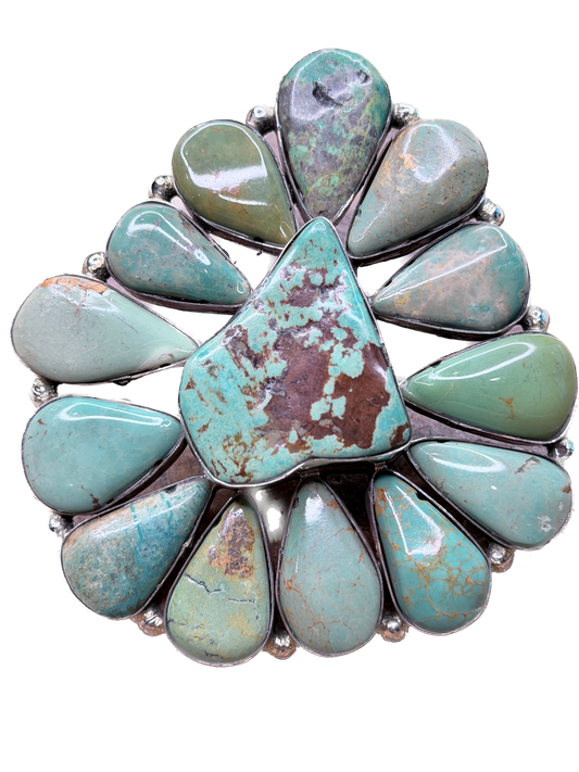 Large German Silver Kingman Turquoise Ring (D)