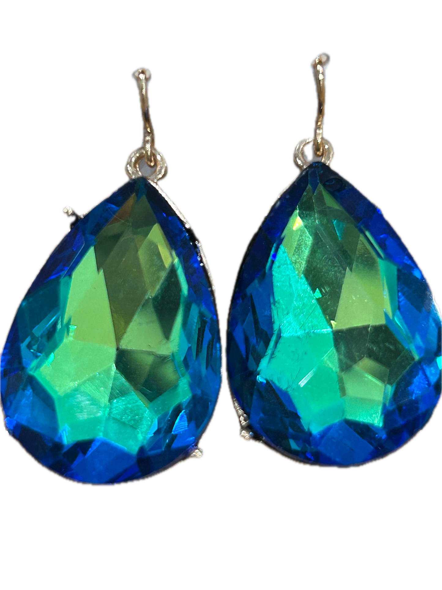 Green and Blue AB Teardrop Earrings