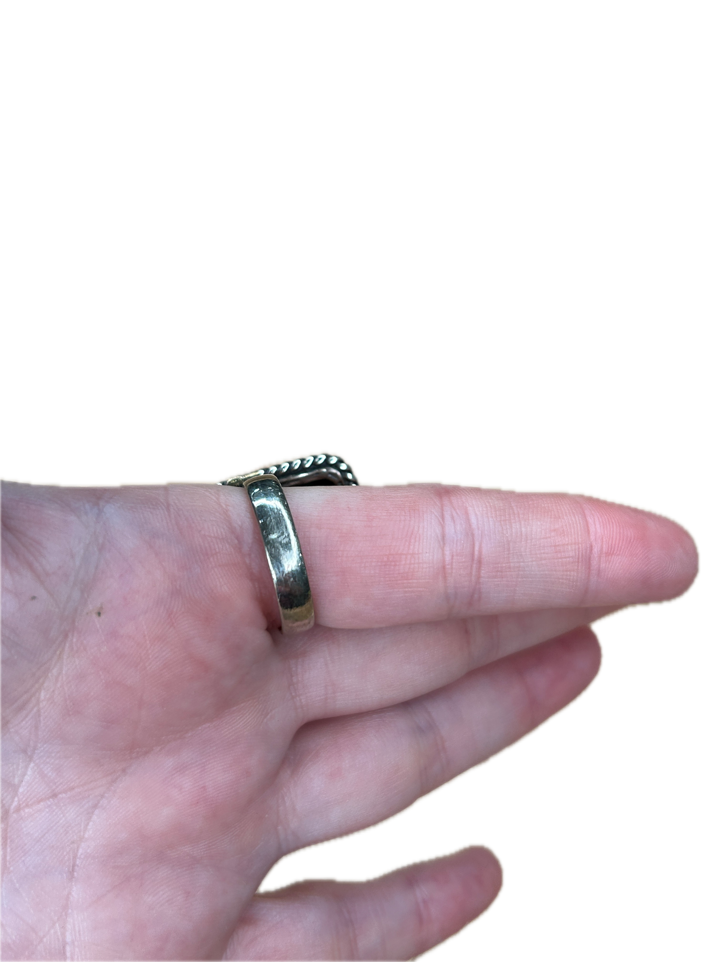 German Silver Rectangular Turquoise Ring