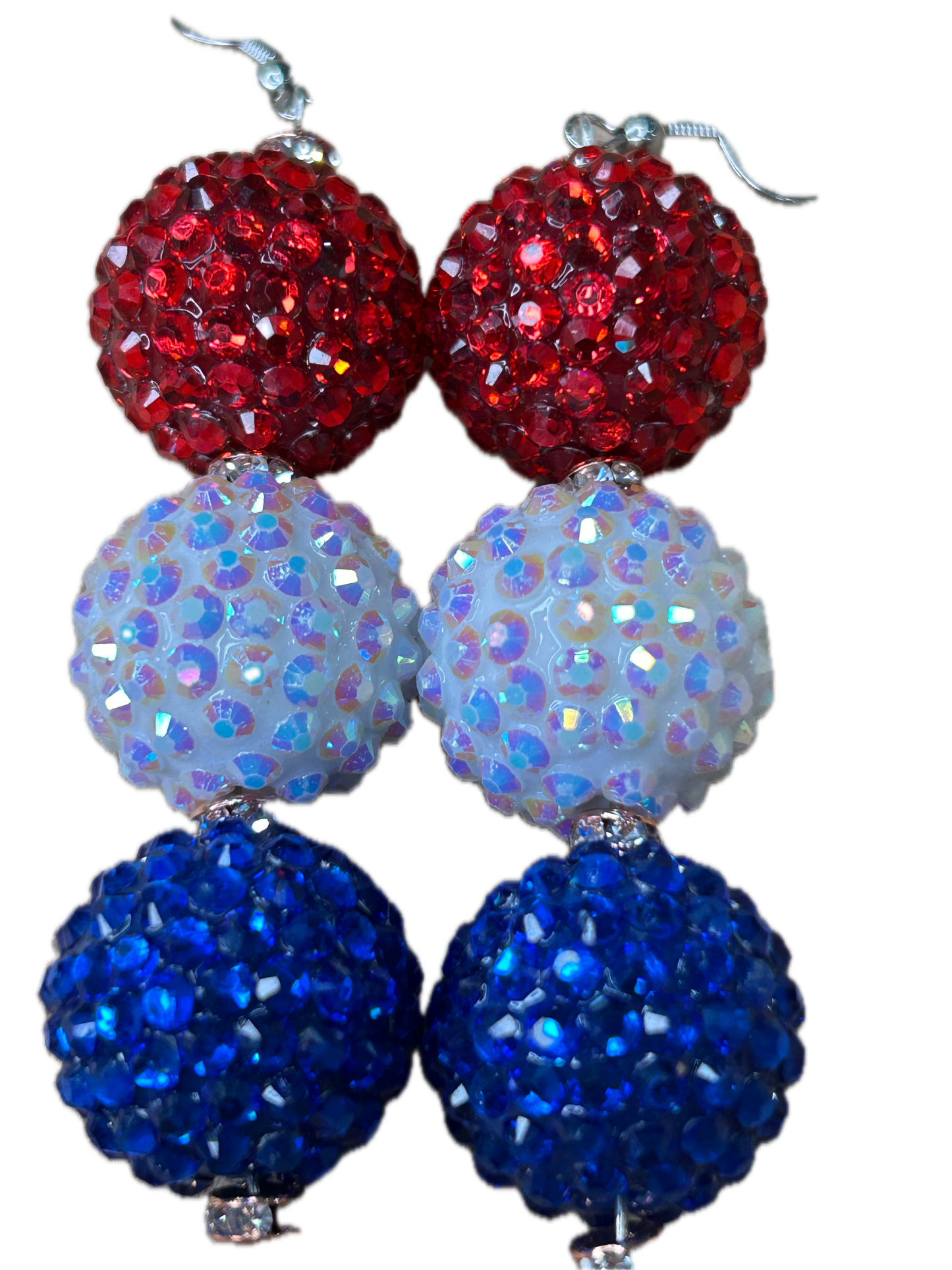 Red, White and Blue Earrings (Large Bubble Gum Beads)