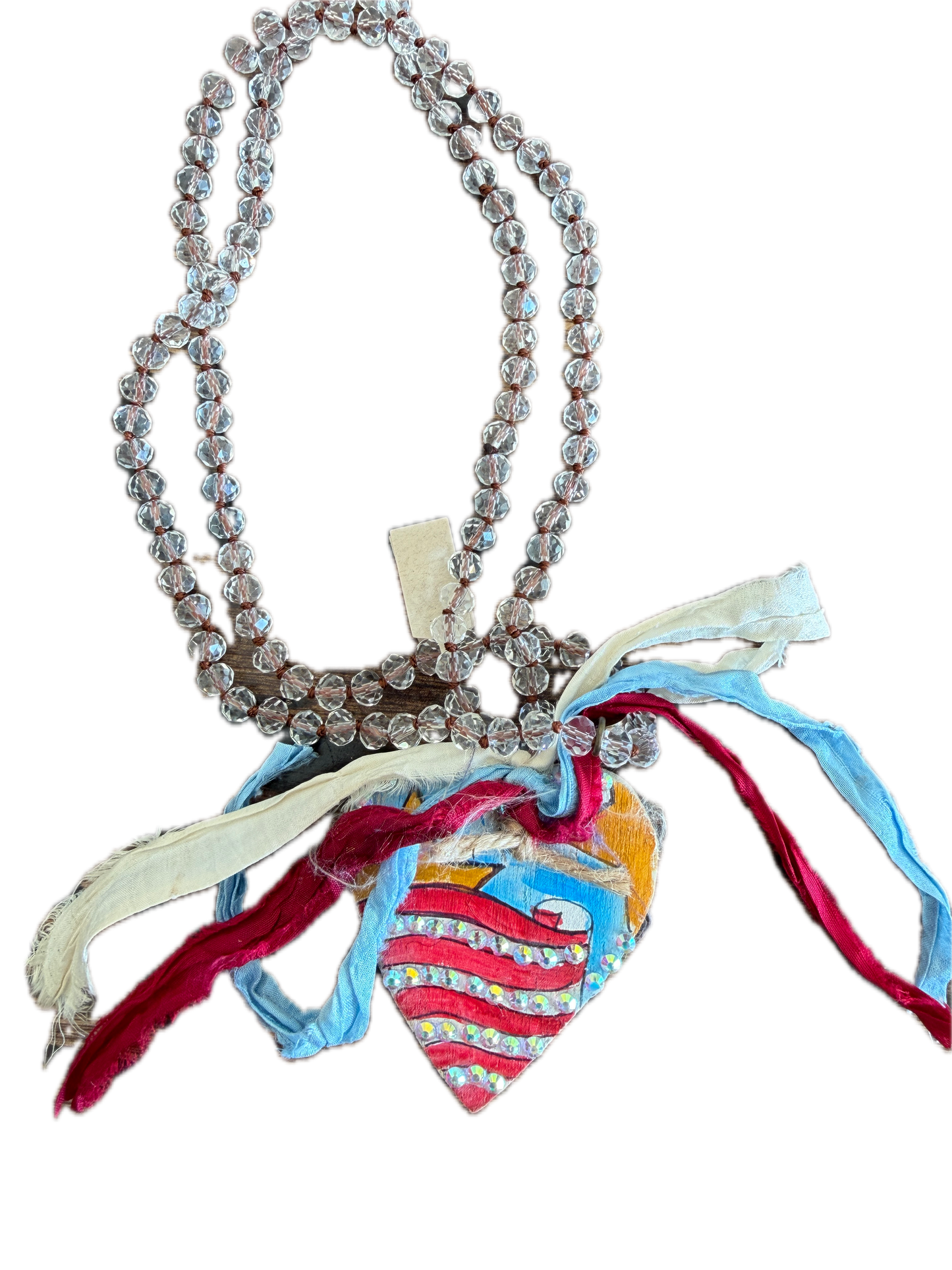 A Rare Bird- American Flag Wooden Heart Necklace