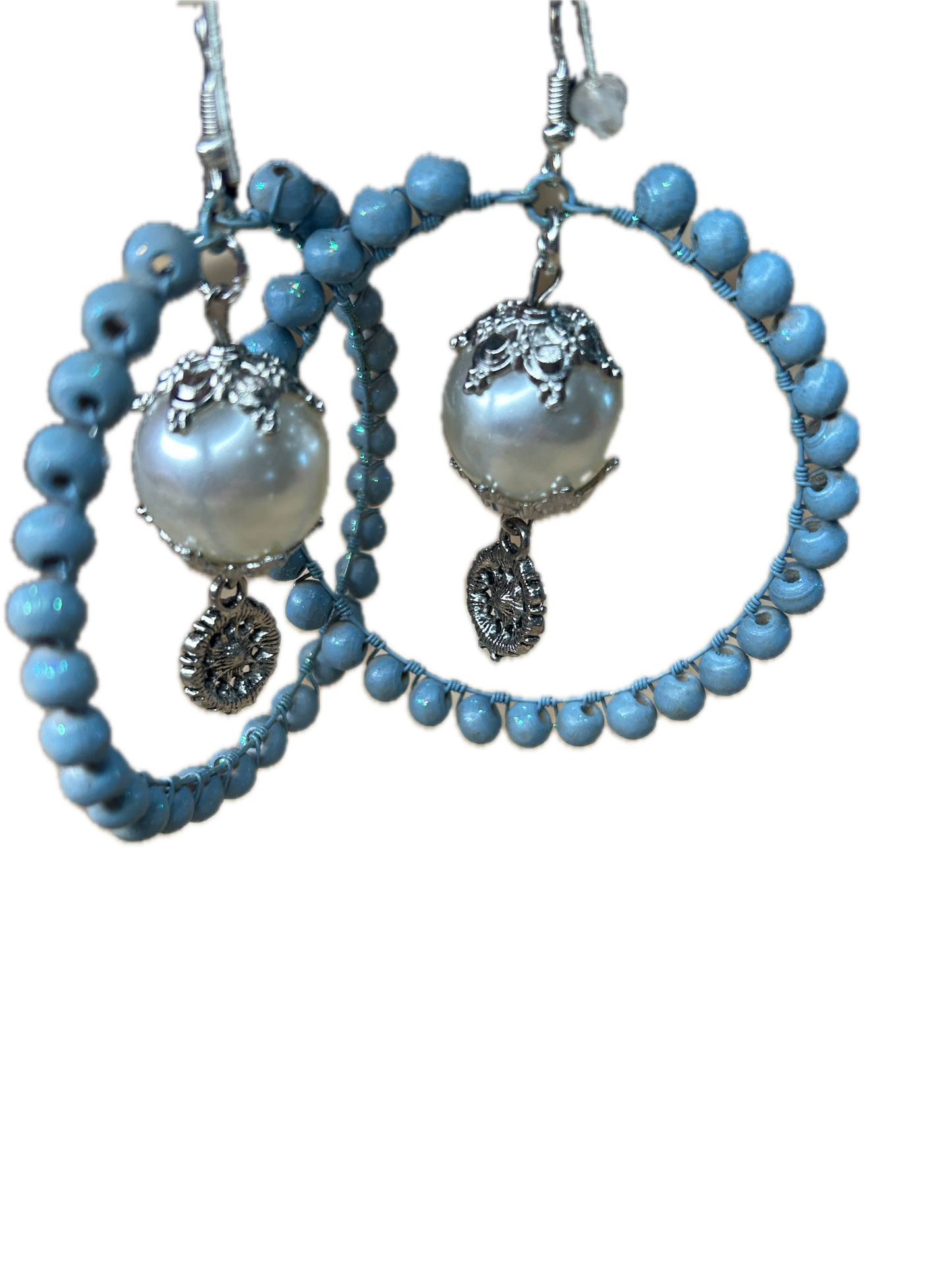 Rare Bird- Teakwood Hoop Earrings (Blue)