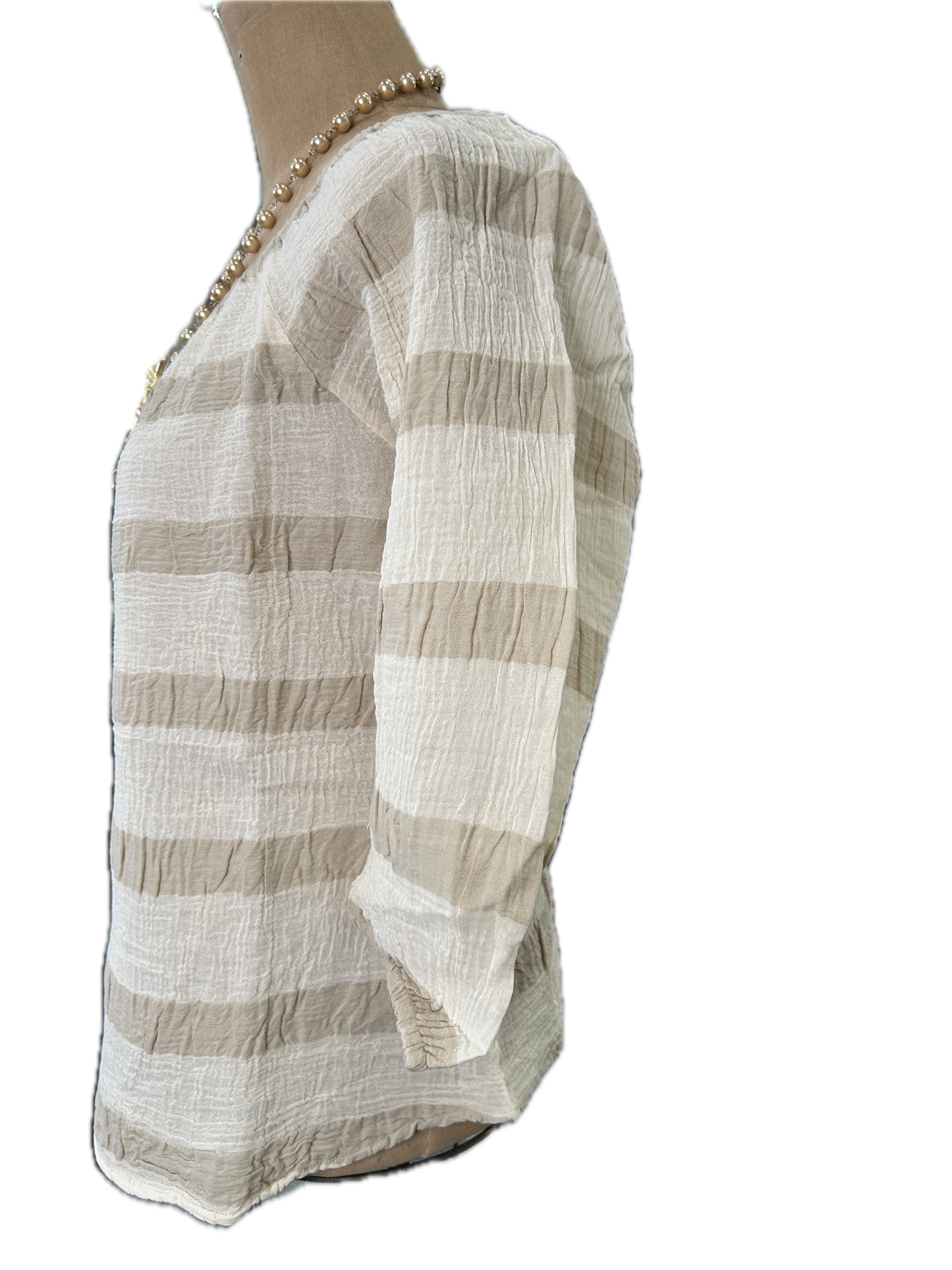 Paper Lace- Elastic Stripe Top (Natural/Ivory) *Final Sale*