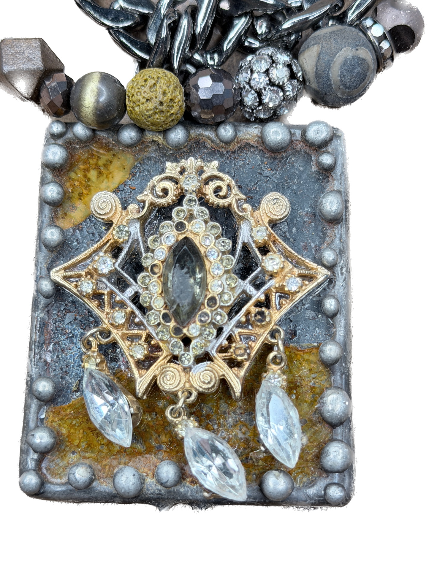 Art by Amy- Soldered Gothic Stone Rhinestone Necklace