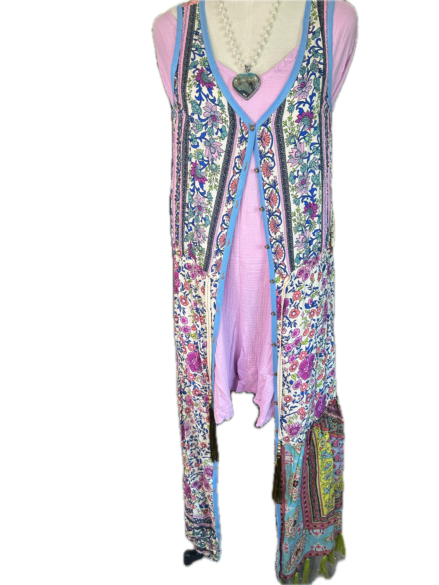 Aratta- Purple and Blue Floral Sleeveless Duster *Final Sale*