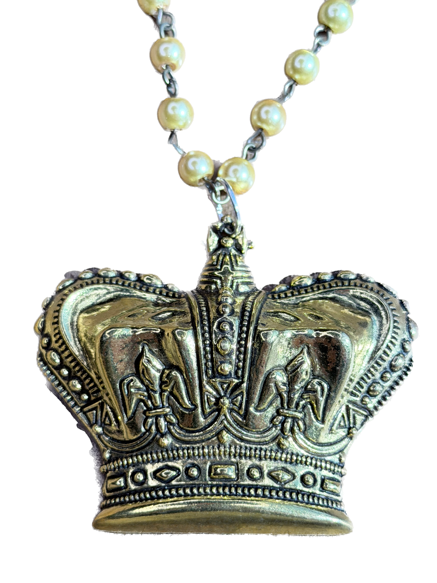 Engraved Gold Crown Necklace