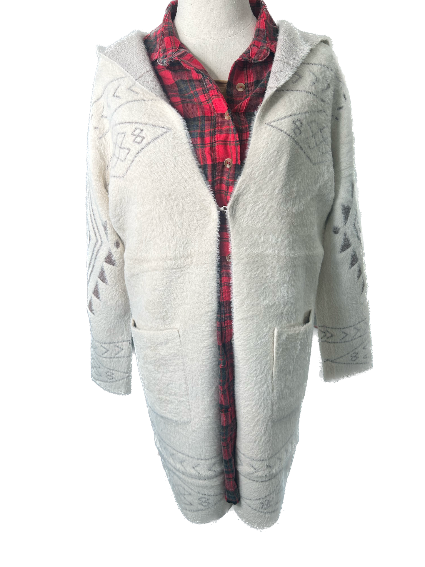 FINAL SALE Cozy Fur Cardigan With Hood (Beige)