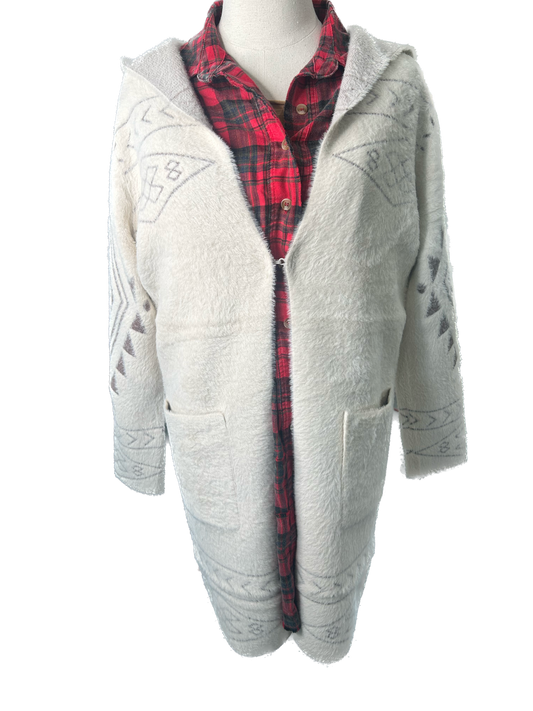 FINAL SALE Cozy Fur Cardigan With Hood (Beige)
