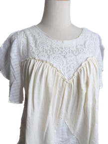 Oli & Hali- Washed Lace Ruffle Hem Tunic (Cream)