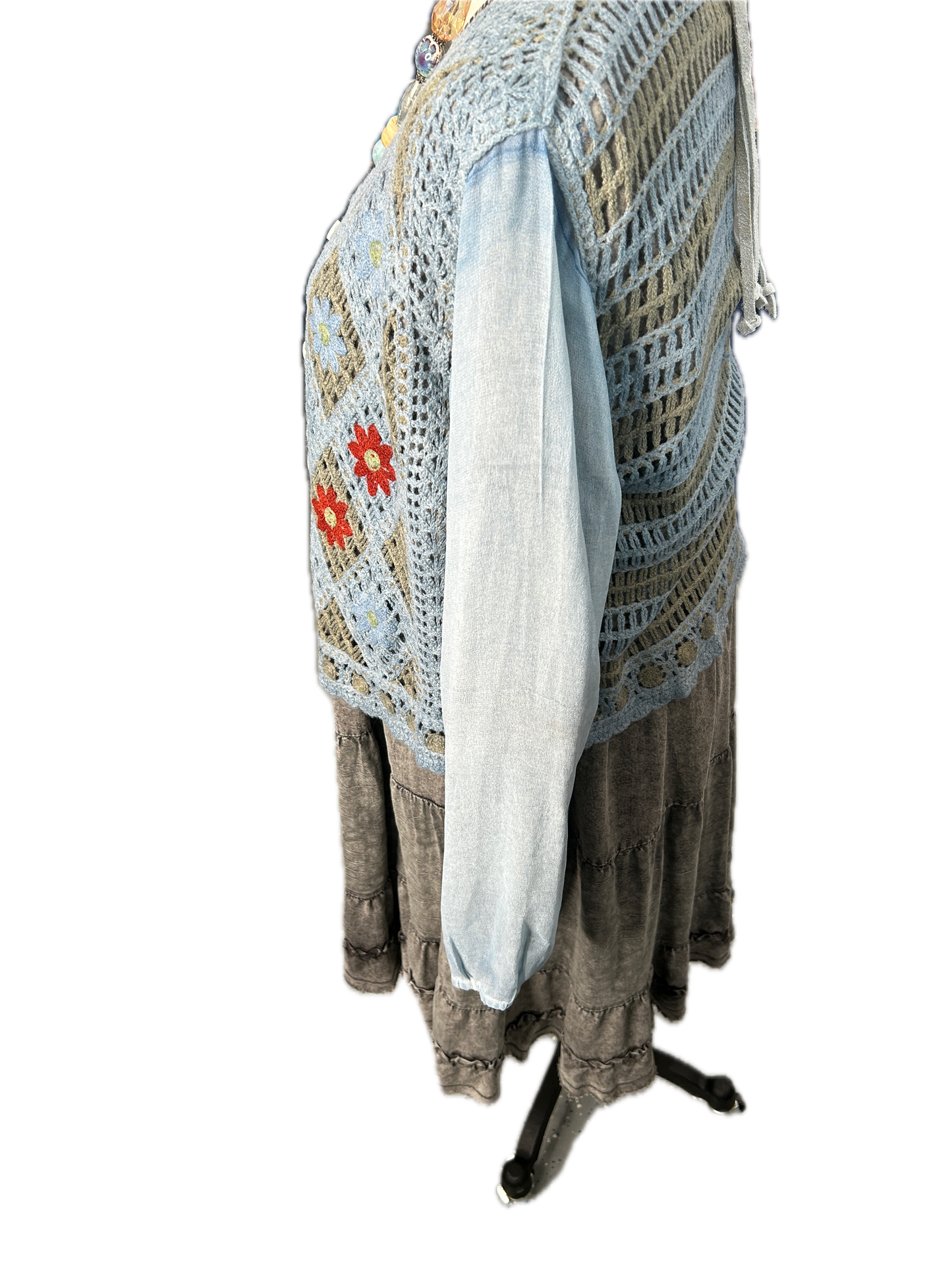 Paper Lace- Crochet Floral Jacket (Blue) *Final Sale*