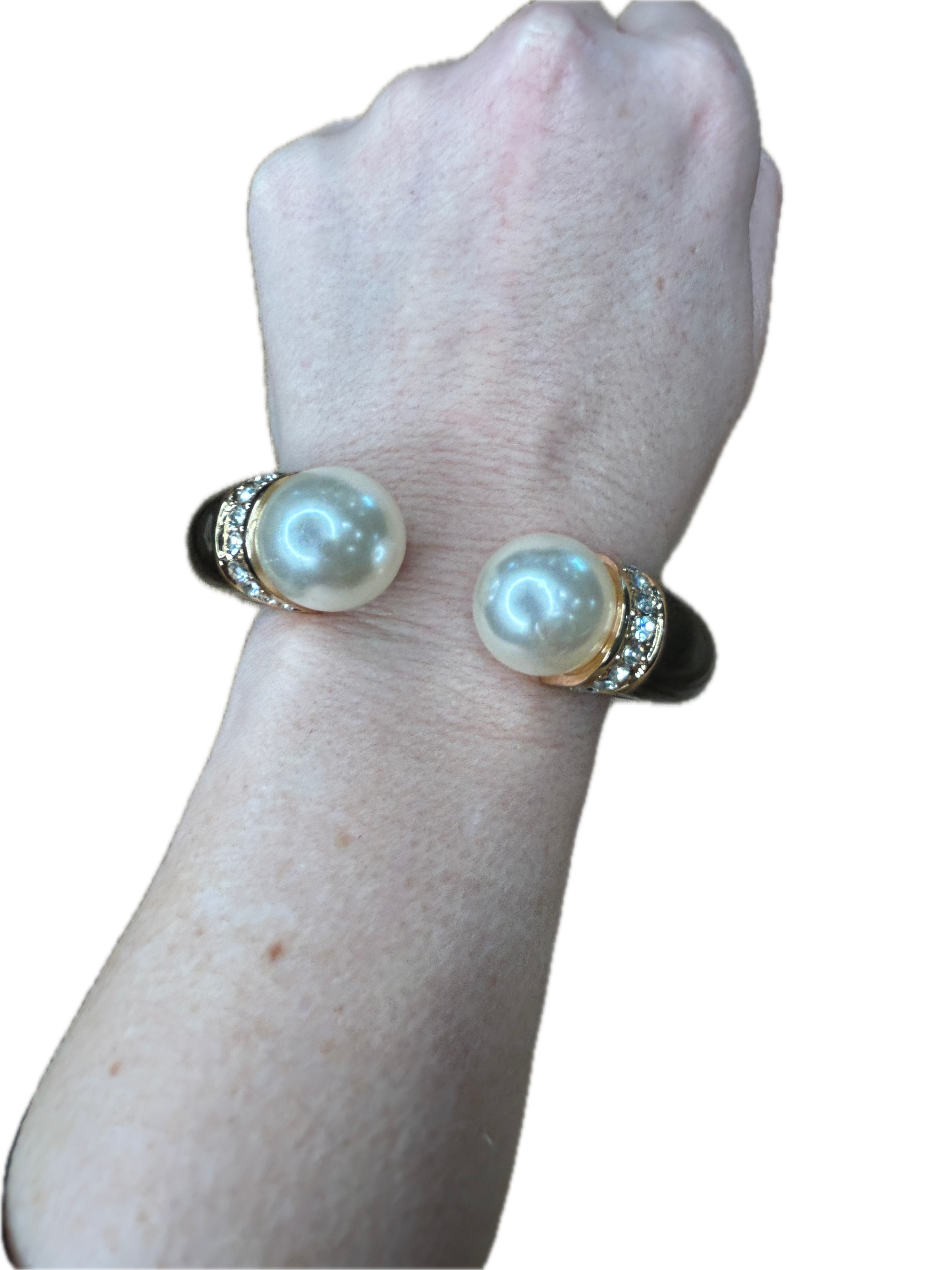 Beautiful Bangle in Black (Pearl, Gold and Rhinestone accented)