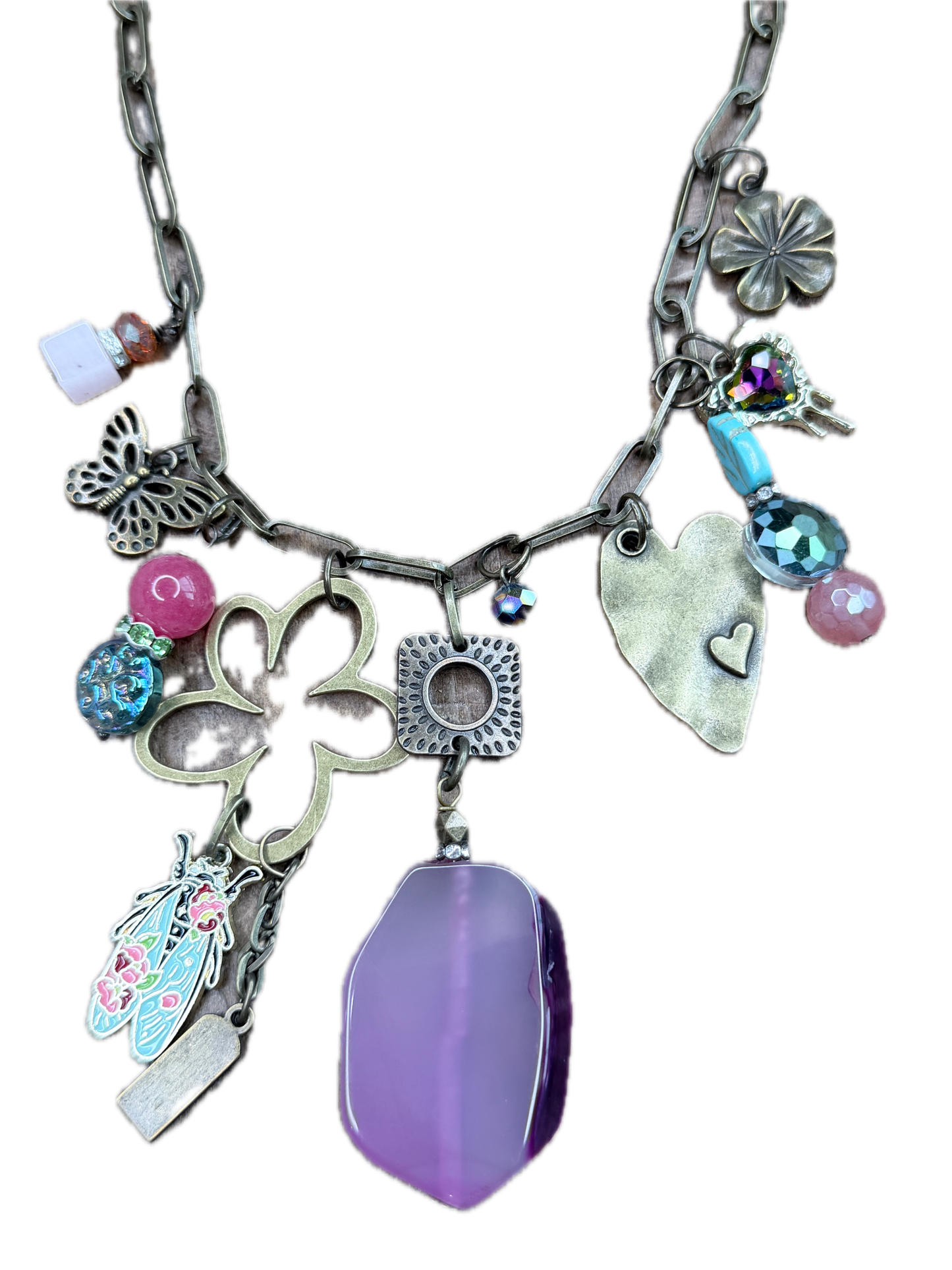 Gypsy Junk Pink Agate Slab Necklace