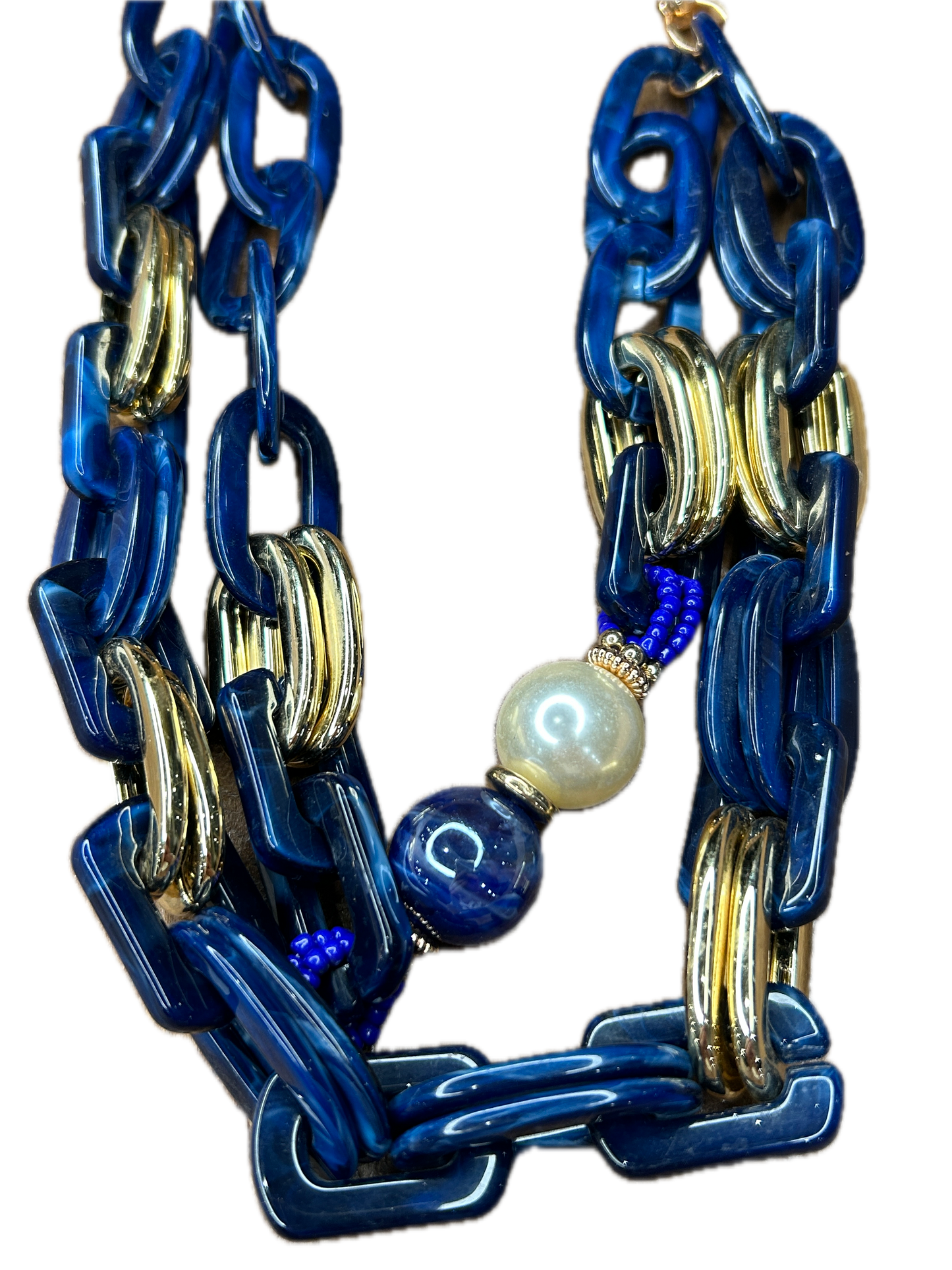 Blue Marbled Chain Necklace