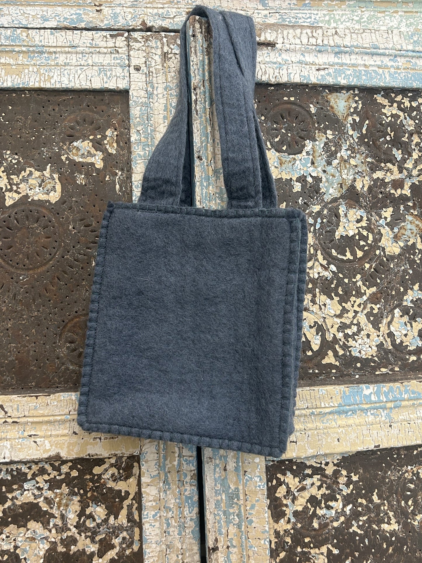 Felt Gray Purse with Red Flowers *Final Sale*