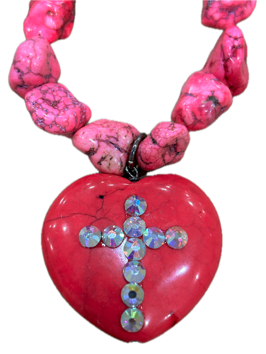 Sandra Ling- Pink Heart Necklace