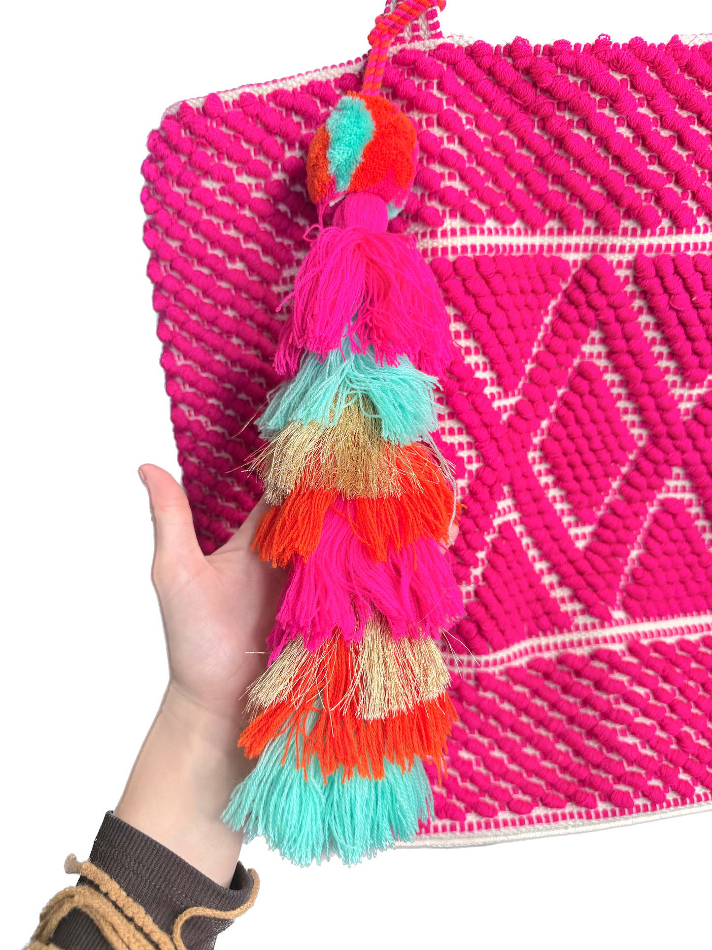 Fiesta Vibes Woven Tote – Hot Pink