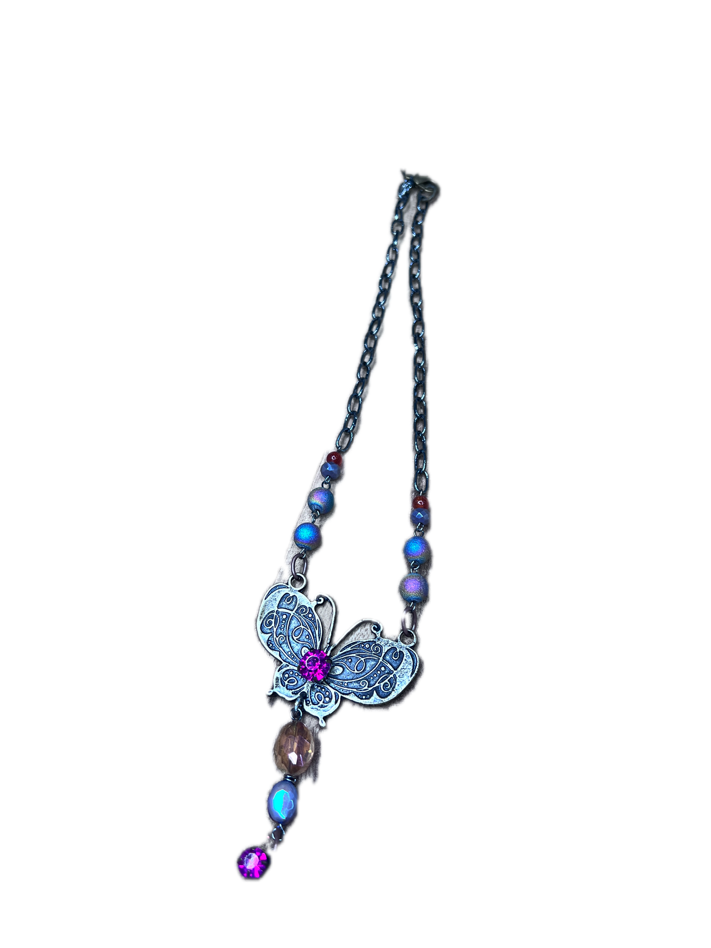 Lost & Found - Beaded Necklace with Butterfly Pendant
