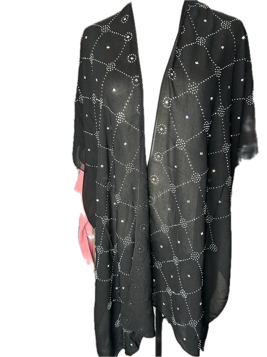Black Rhinestone Border Kimono *Final Sale*