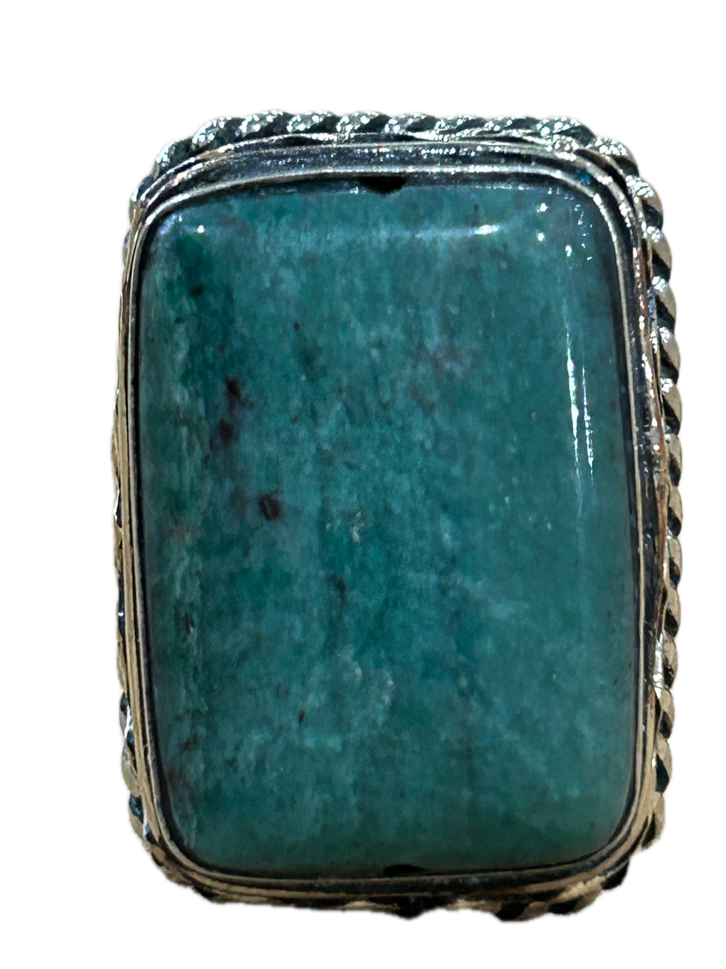 German Silver Rectangular Turquoise Ring