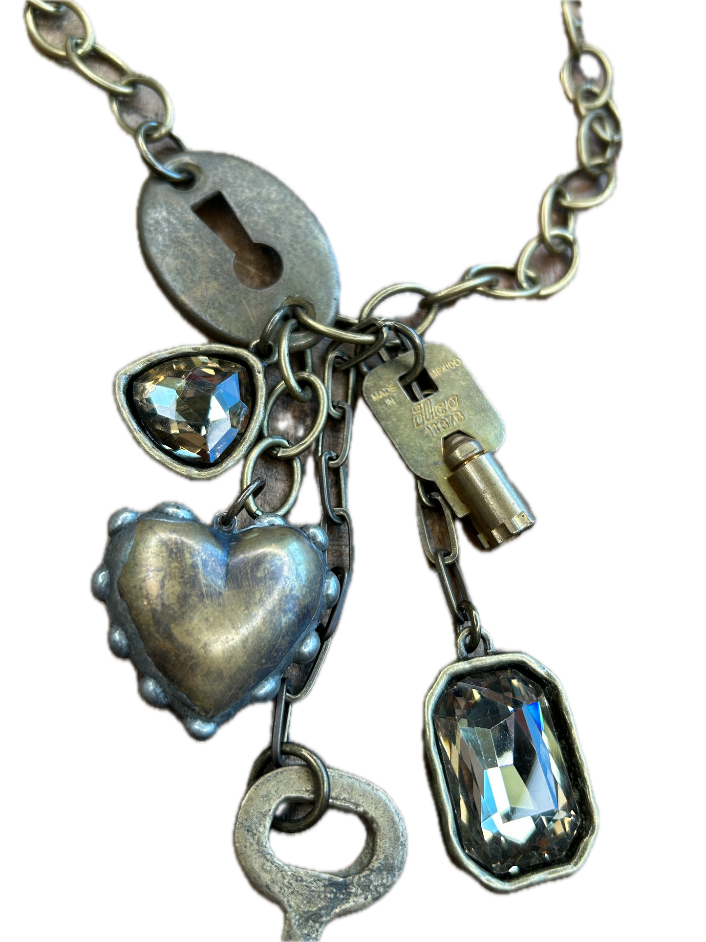 SALE Art By Amy- Brassy Lock and Key Necklace