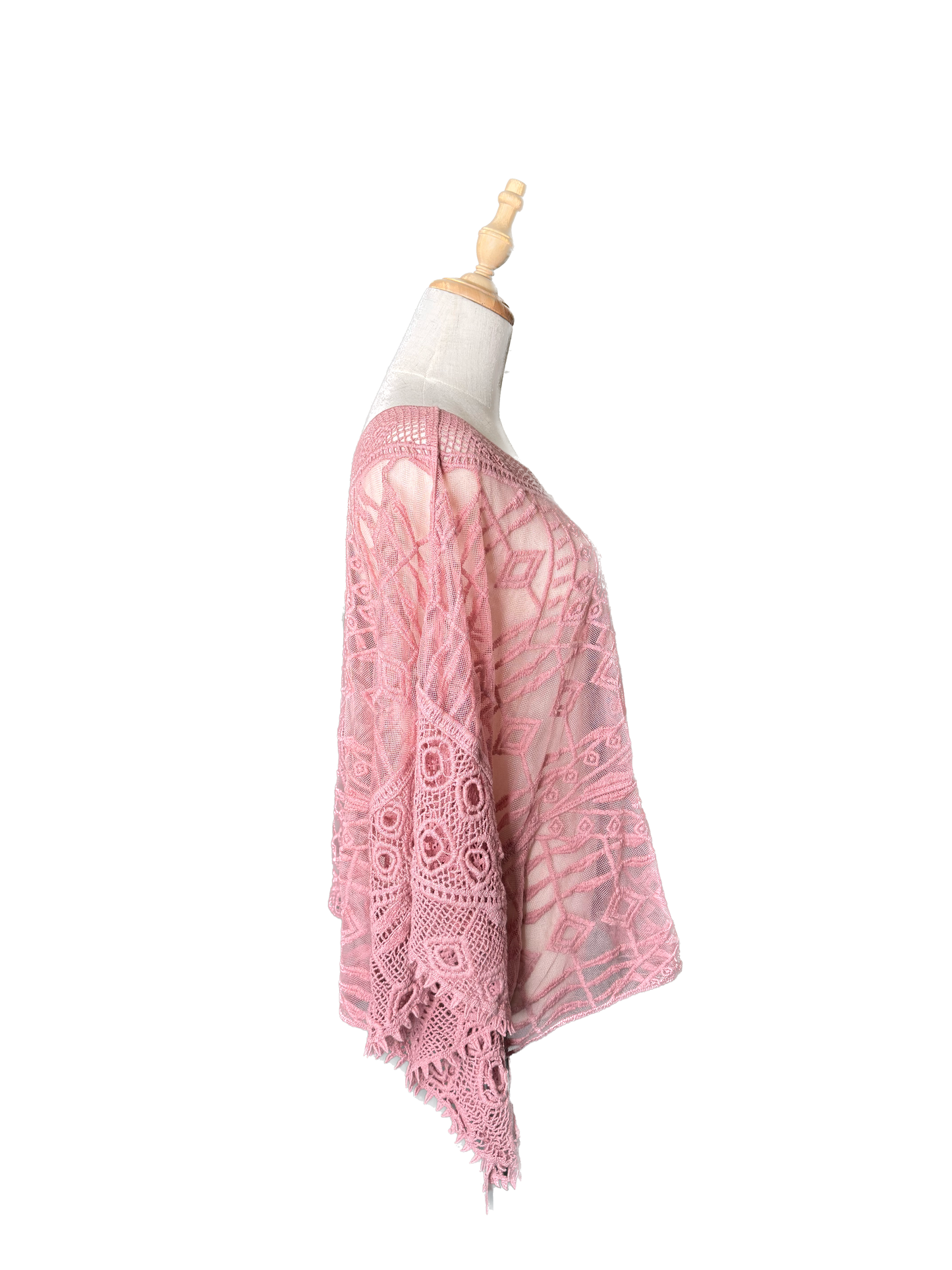 Origami- Crochet and Lace Poncho Top (Mauve)