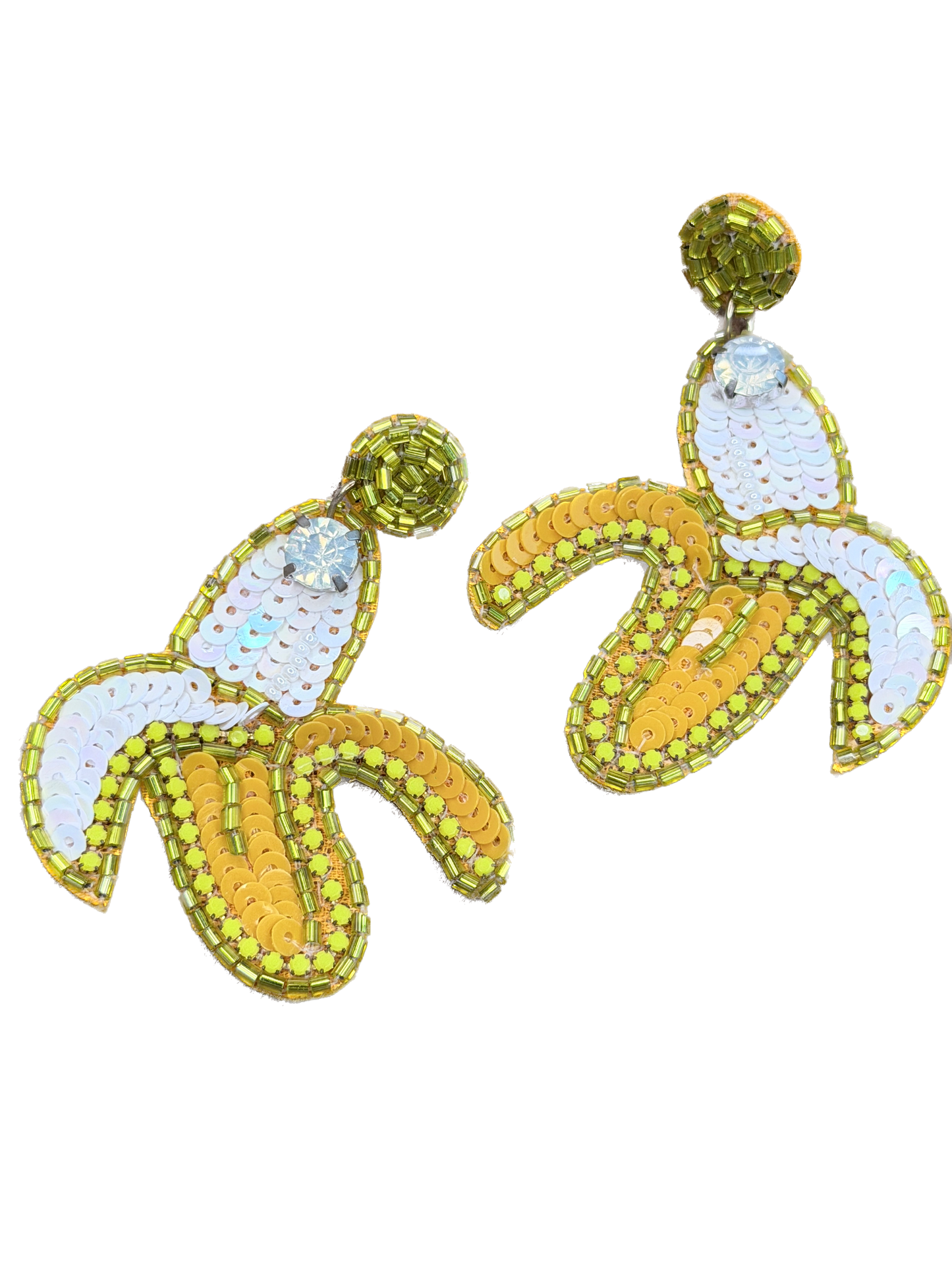 Sequin Beaded Banana Earrings