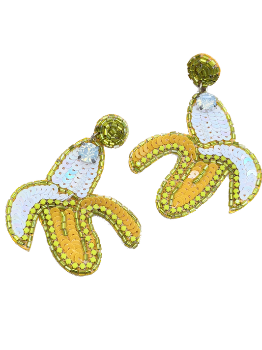 Sequin Beaded Banana Earrings