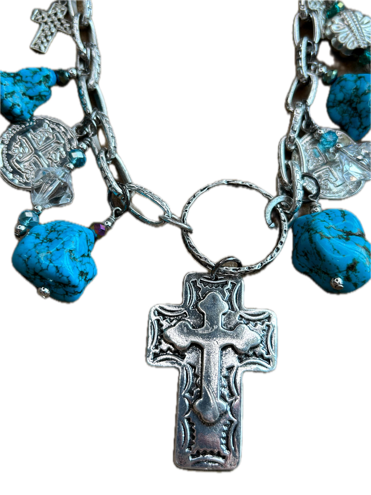 Lost & Found -Chunky Turquoise Charm Necklace